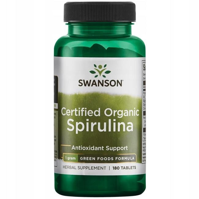 Certified organic spirulina 1000 mg 180 kapsulek Swanson