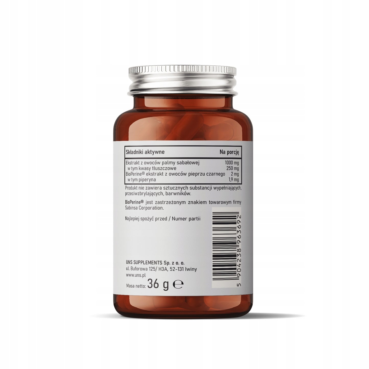 Palma Sabałowa 1000mg Ekstrakt 20:1 25% Kwasów Tłuszczowych 60 kaps UNS