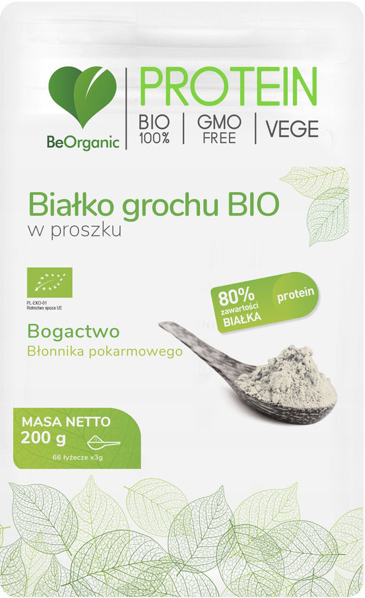 Odżywka białkowa białko grochu BIO roślinne BeOrganic proszek 200 g