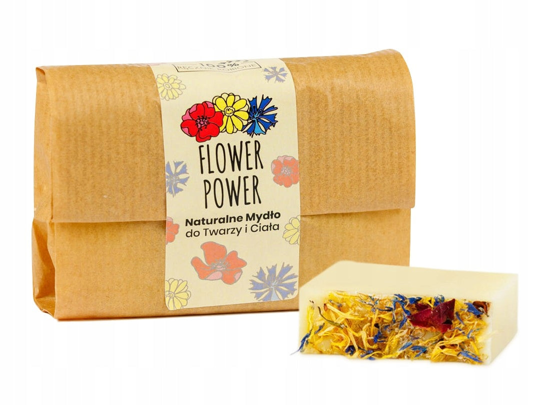 NATURALNE MYDŁO FLOWER POWER W KOSTCE KOSTKA 100g SŁOMIANA PRACOWNIA
