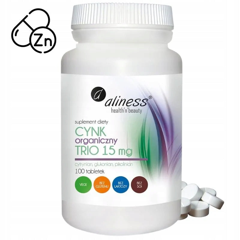 Suplement diety Aliness Cynk Organiczny Trio 15 mg tabletki 100 szt.