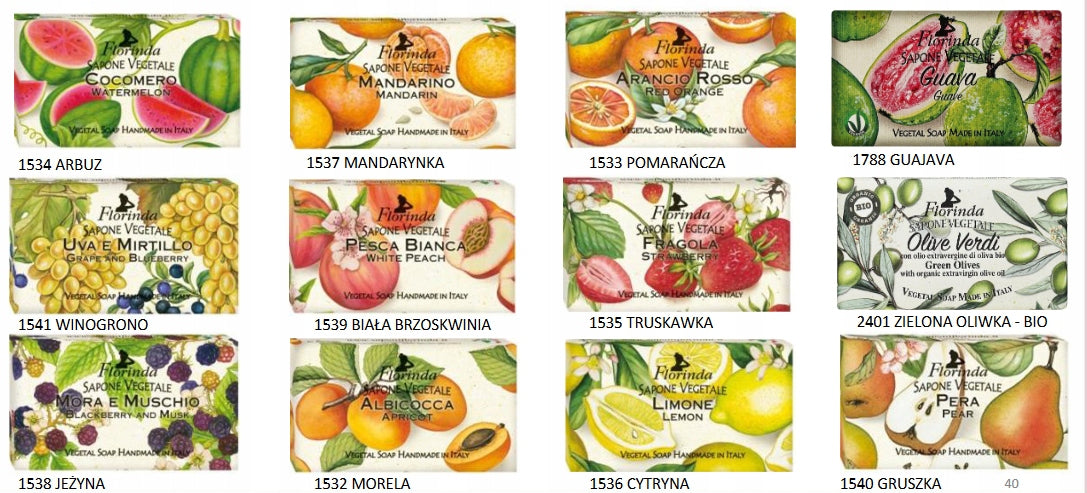 Naturalne Mydło Truskawkowe włoskie Truskawka 100g Florinda