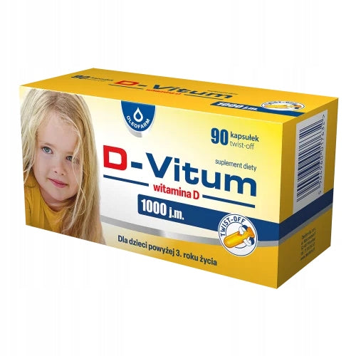 Witamina D dla dzieci D-Vitum 1000 j.m. 90 kaps. twist-off Oleofarm
