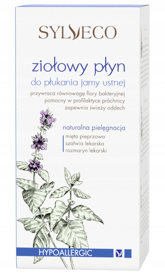 Miętowo ziołowy płyn naturalny do płukania jamy ustnej bez alkoholu Sylveco