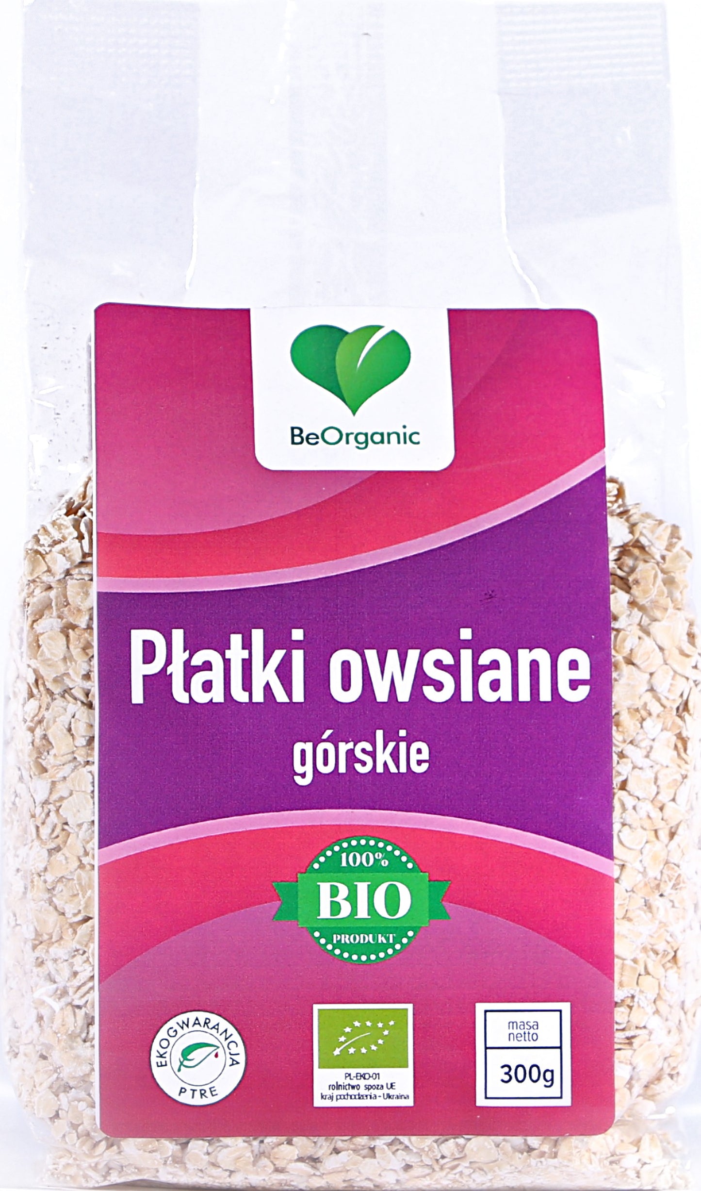 BeOrganic Płatki Owsiane Górskie EKO 300 g