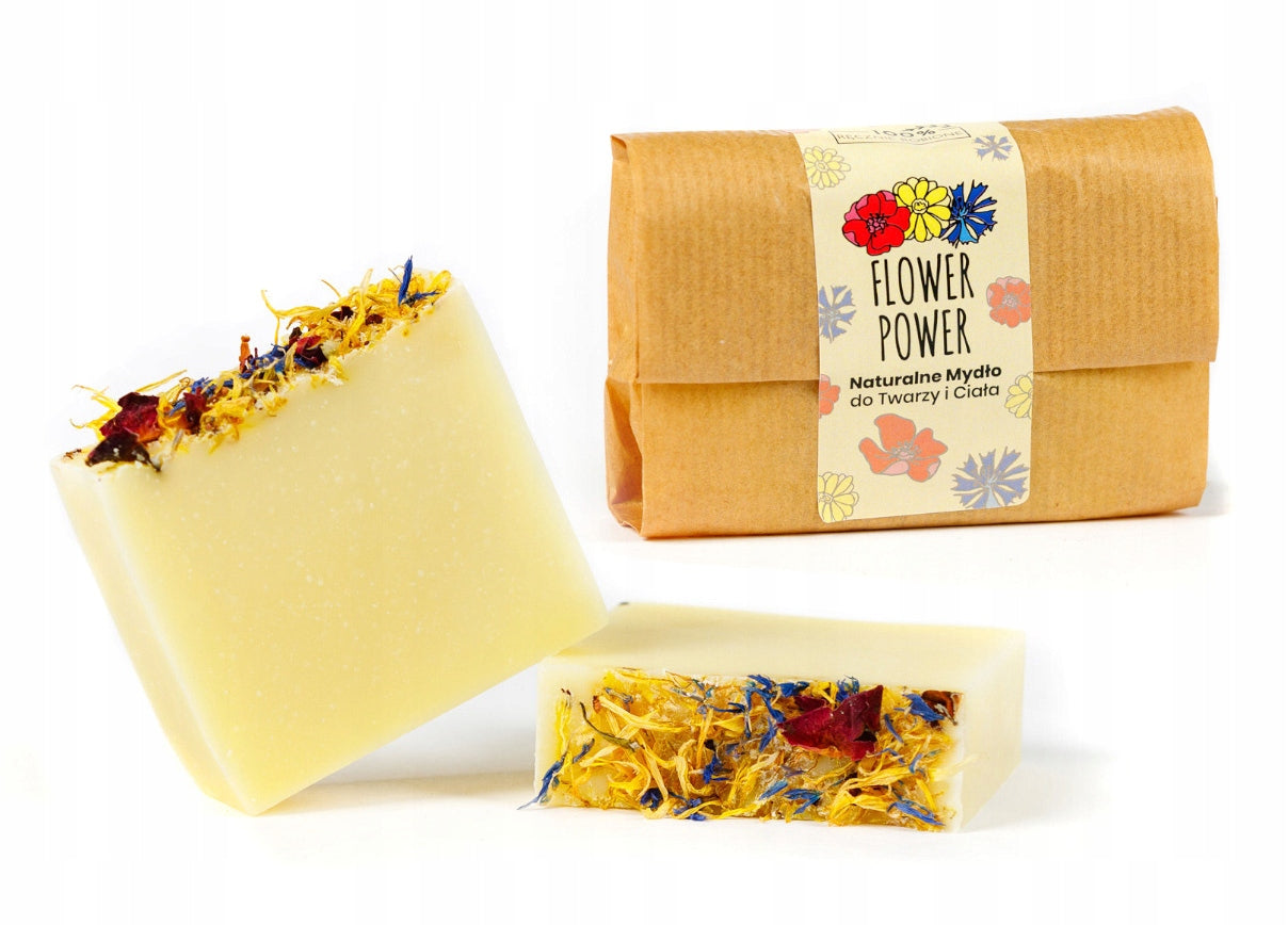 NATURALNE MYDŁO FLOWER POWER W KOSTCE KOSTKA 100g SŁOMIANA PRACOWNIA