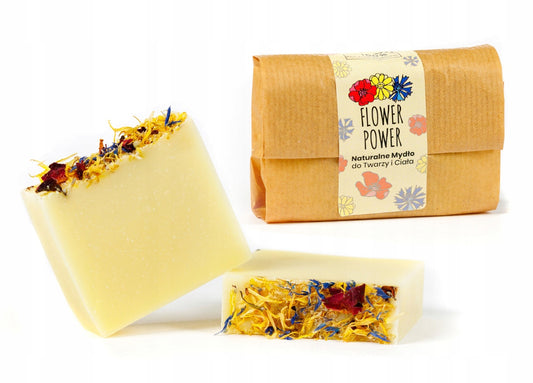 NATURALNE MYDŁO FLOWER POWER W KOSTCE KOSTKA 100g SŁOMIANA PRACOWNIA