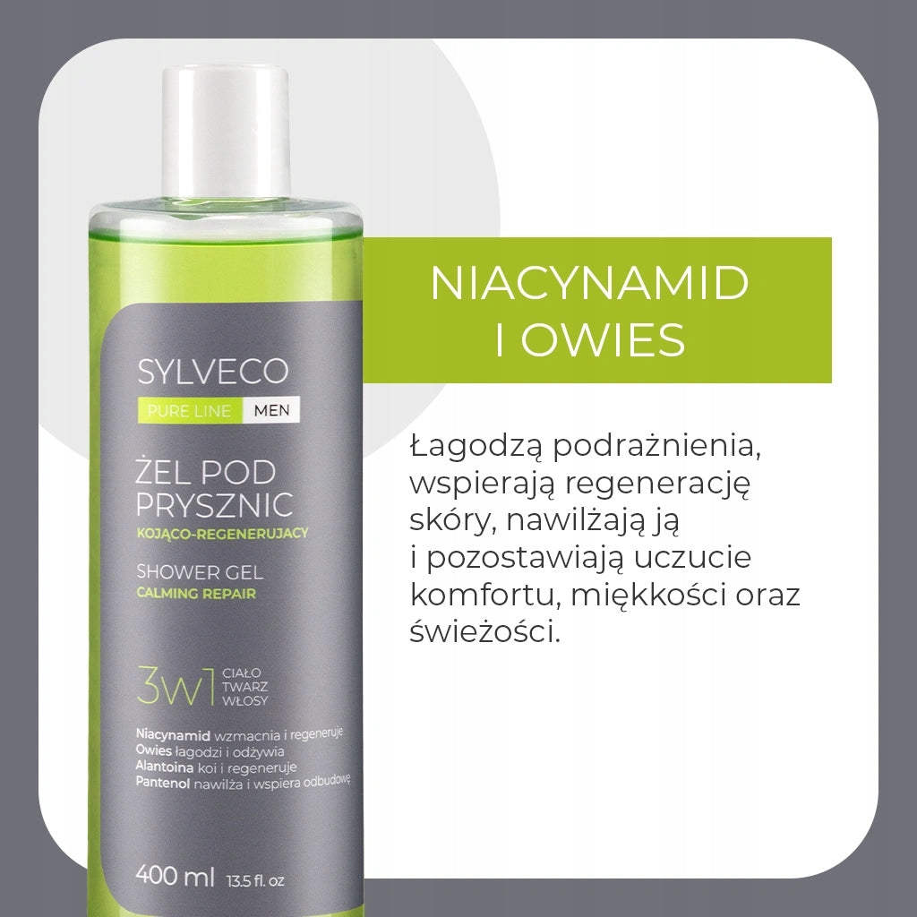 SYLVECO PURE LINE MEN Żel pod prysznic 3w1 kojąco-regenerujący 400 ml