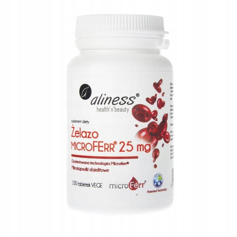 Aliness żelazo organiczne MicroFERR 25 mg 100 tab VEGE