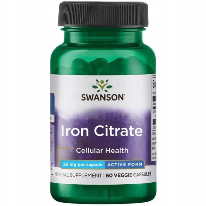 Żelazo Cytrynian żelaza 25 mg 60 kapsułek Swanson