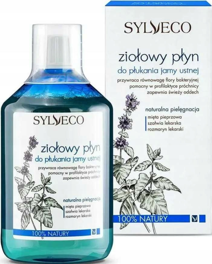 Miętowo ziołowy płyn naturalny do płukania jamy ustnej bez alkoholu Sylveco