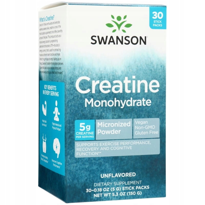 Suplement diety Swanson Creatine Monohydrate bezsmakowy 30 saszetek po 5 g