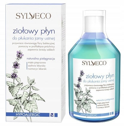Miętowo ziołowy płyn naturalny do płukania jamy ustnej bez alkoholu Sylveco