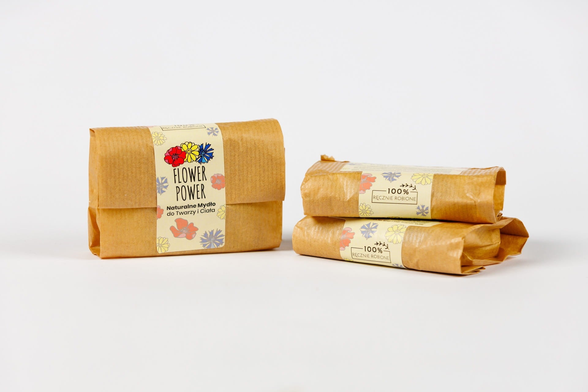 NATURALNE MYDŁO FLOWER POWER W KOSTCE KOSTKA 100g SŁOMIANA PRACOWNIA