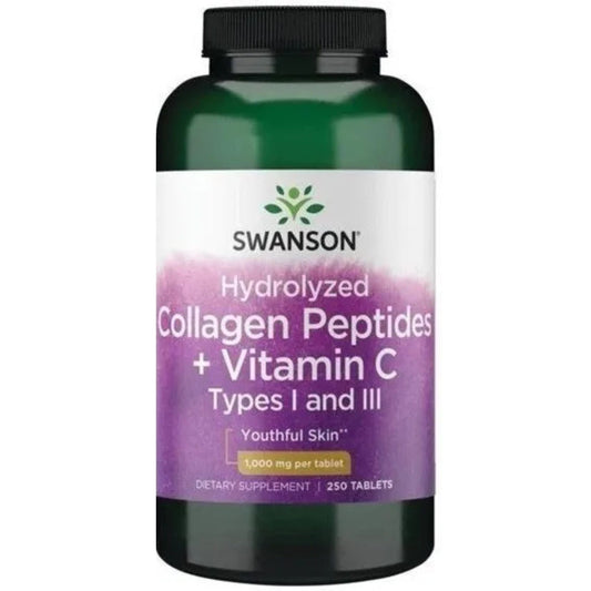Hydrolizowany kolagen typu I, III Peptydy kolagenowe z wit C 250 tabl. Swanson